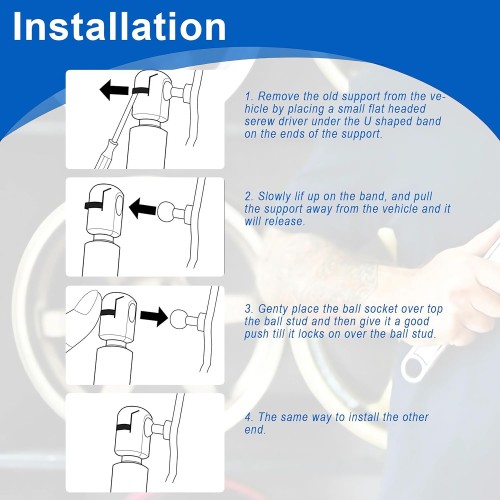 Hood Replacement Lift Support Bonnet Shock Strut Arm Damper Replace - View #4