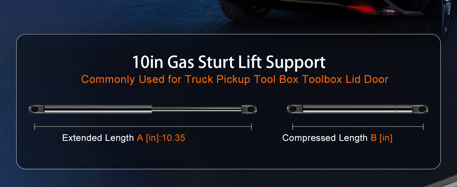 thumbnail interactive-video image 1 of 2x 10 Inch 35Lb/156N Gas Strut Lift Support For Truck Tool Box Lid Universal 1 of 4