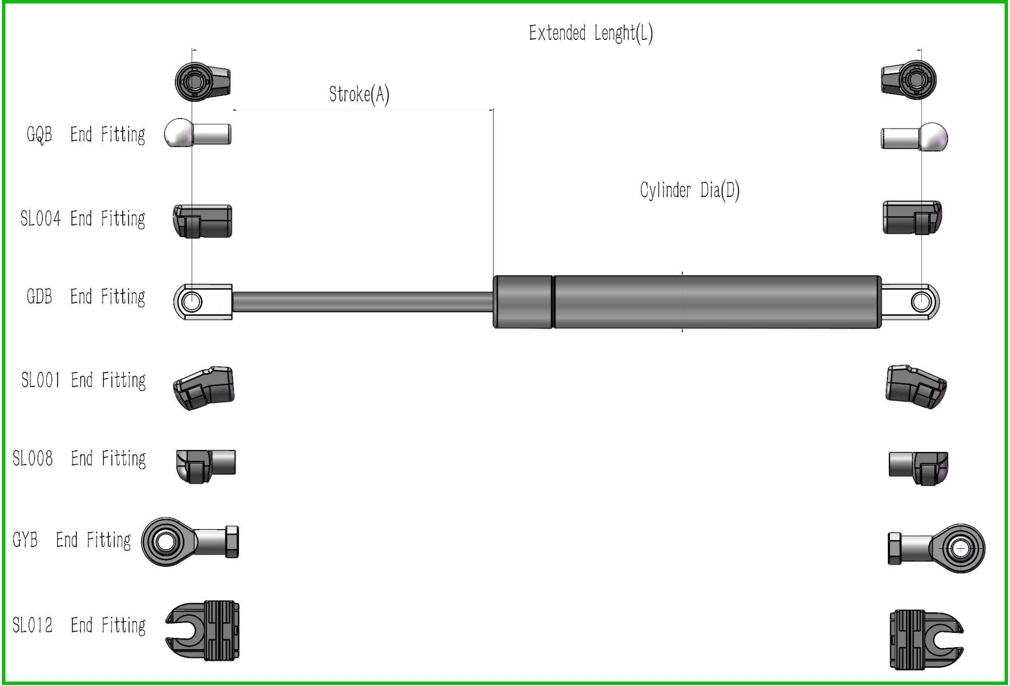 Stainless Steel Gas Struts